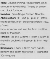 Knitting Pattern - Knitting By Post 092 -DK - Bear Comforter